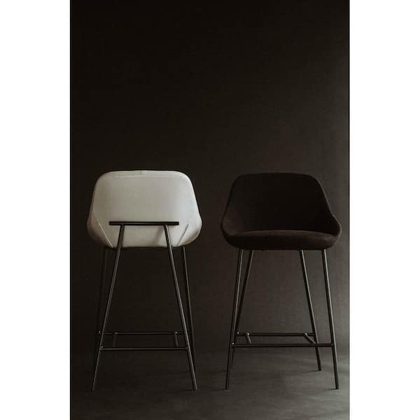 NADAAL STUDIOS Della 27.2 in. Black, Slim Steel Legs Metal Bar Stool with 100% Polyester Seat