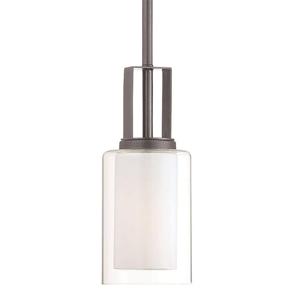Smoked Iron Mini Pendant with Etched White Glass Shade