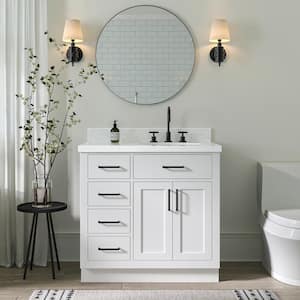 Hepburn 36 in. W x 22 in. D x 36 in. H Single Sink Freestanding Bath Vanity in White with Carrara Quartz Top