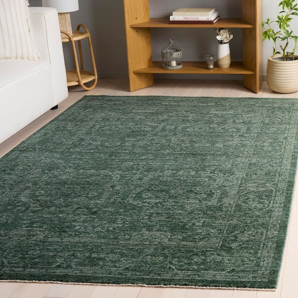 Vintage Overdye 9 ft. x 12 ft. Green Vintage Distressed Traditional Area Rug