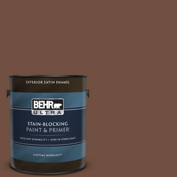 BEHR ULTRA 1 gal. #ICC-81 Traditional Leather Satin Enamel Exterior Paint & Primer