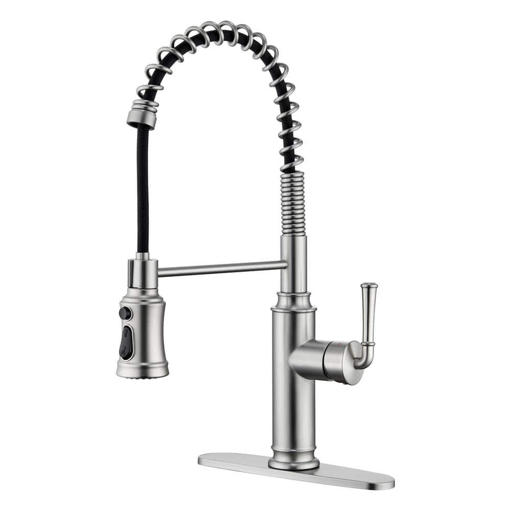 CASAINC Single Handle Pull Down Sprayer Kitchen Faucet with Touchless Sensor and 360° Rotation Spout in Brushed Nickel