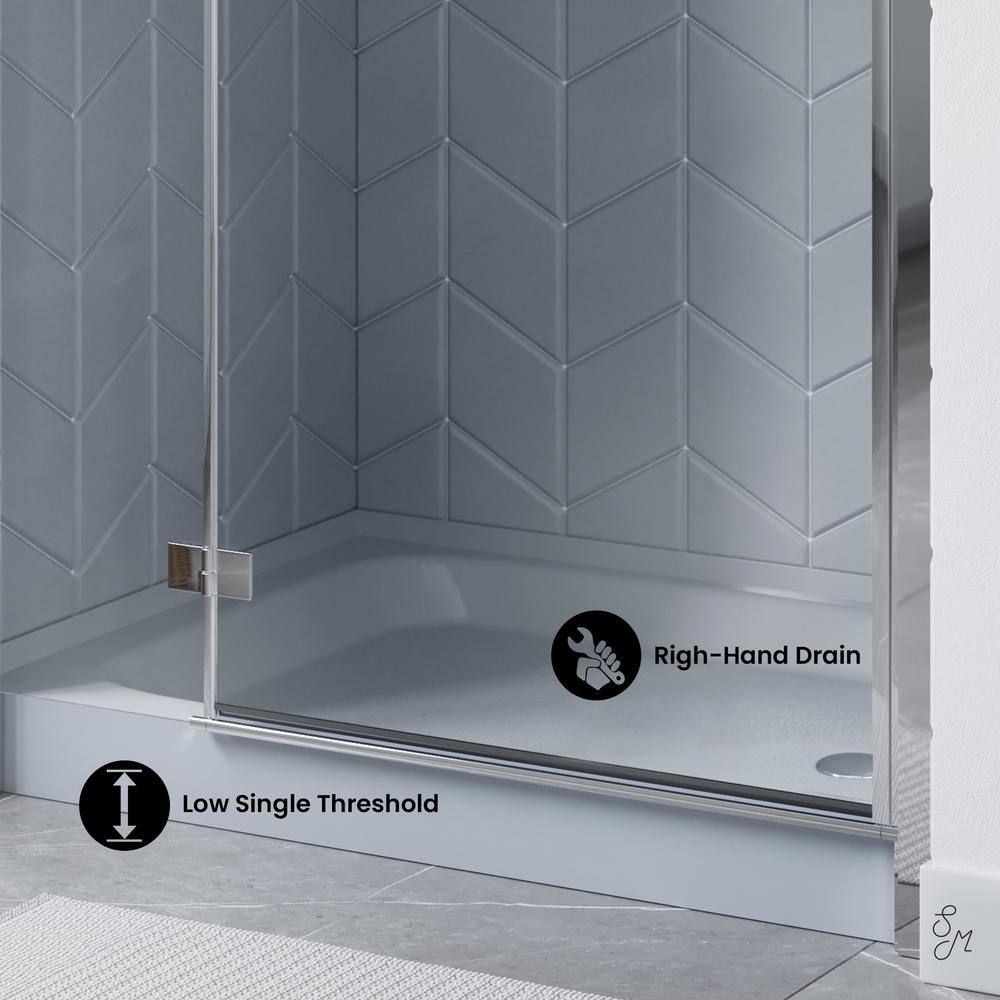 Voltaire 48" x 36" Gray Acrylic Shower Base with Right-Hand Drain