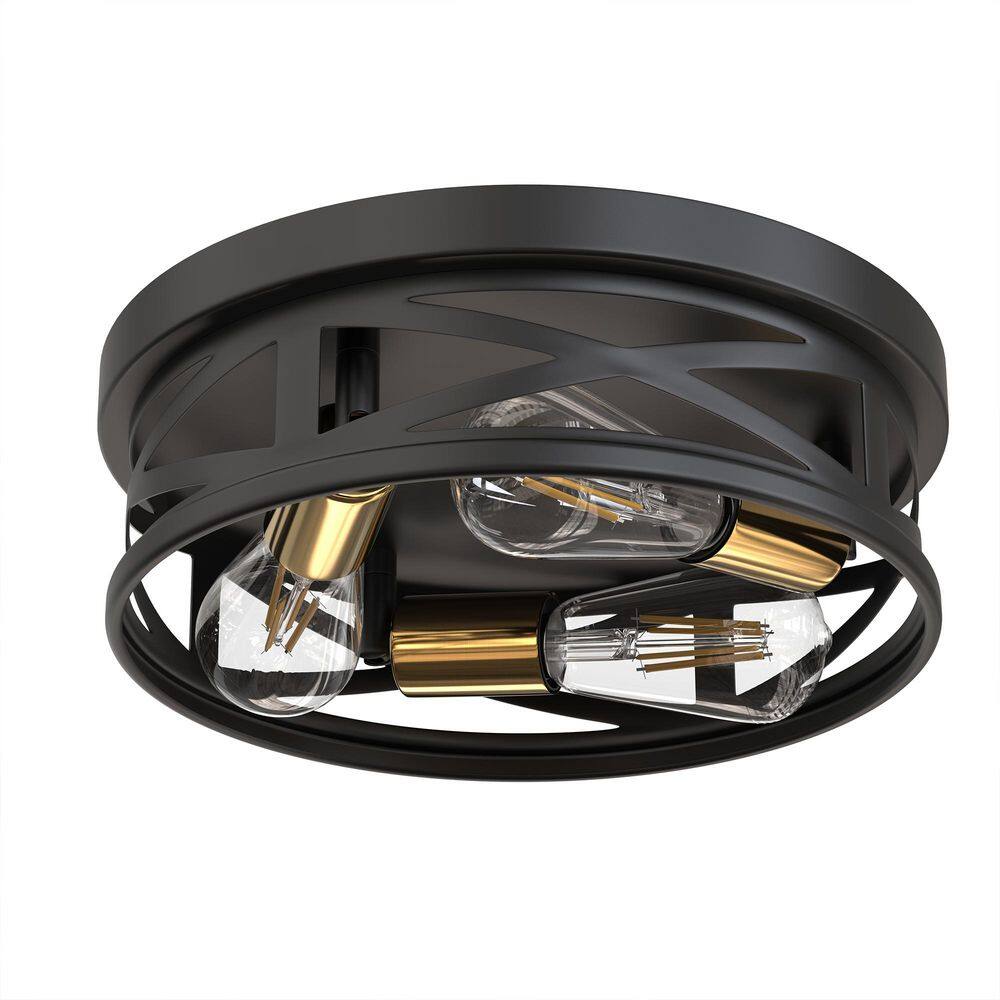12.6 in 3-Light Industrial Black  Copper Semi Flush Mount Ceiling Light, Geometric  Ceiling Light Fxiture E26 Socket price history on PriceWatchPro