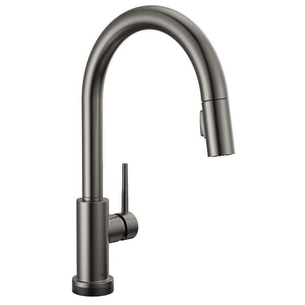 Delta Trinsic Single-Handle Pull-Down Sprayer Kitchen Faucet with Touch2O Technology in Black Stainless