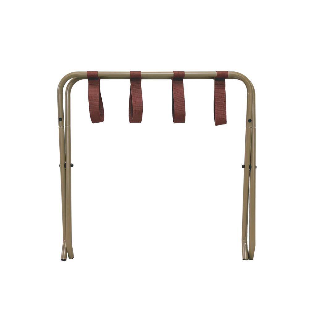 Gold and Brown Metal Folding Luggage Rack