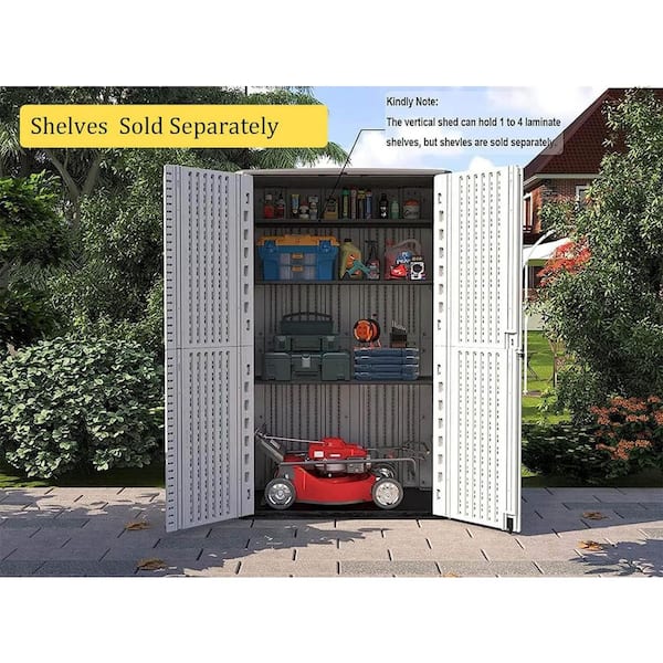 515 Gal. White Double Layer HDPE Outdoor Waterproof Deck Box