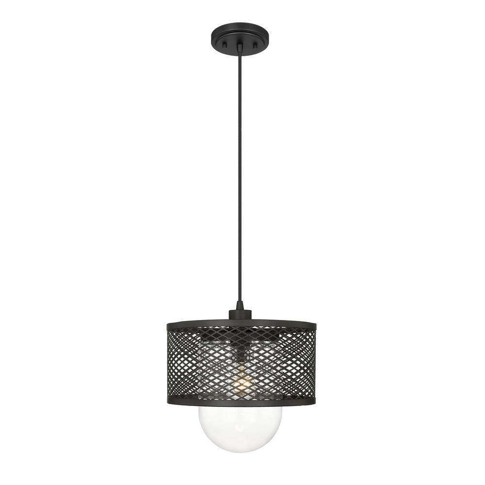 Matte Black Glass Indoor/Outdoor Pendant Light