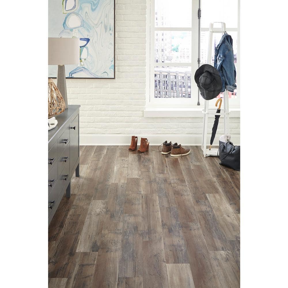 Blazed Barnwood Brown Blend Peel and Stick Vinyl Plank Flooring