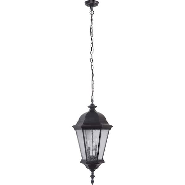 CRAFTMADE Chadwick 19.75 in. 1 Light Oiled Bronze Gilded Finish Dimmable Outdoor Pendant Light with Seeded Glass, No Bulb Included