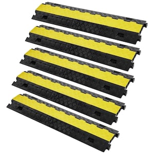 36.14 in. x 9.84 in. Cable Protector Ramp 2 Channel 22000lbs. Load Raceway Cord Cover TPR Speed Bump for Traffic(5-Pack)