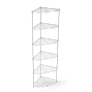 20in. W. x 20 in. 72 in. 6-Shelf Metal 5-Corner Shelf with Adjustable Shelves, White