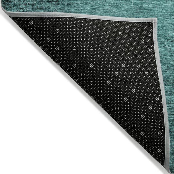 Teal Blue 9 ft. x 12 ft. Woven Abstract Polyester Rectangle Indoor / Outdoor Area Rug