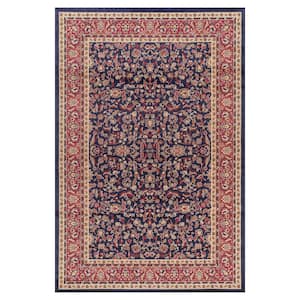 Jewel Collection Kashan Navy Rectangle Indoor 9 ft. 3 in. x 12 ft. 6 in. Area Rug