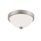 River 2-Light Brushed Nickel Flush Mount Light with Flat Opal Glass Shade