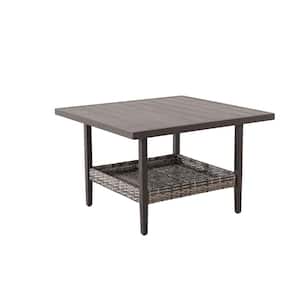 Prestley Park Steel and Wicker Outdoor Coffee Table with Shelf