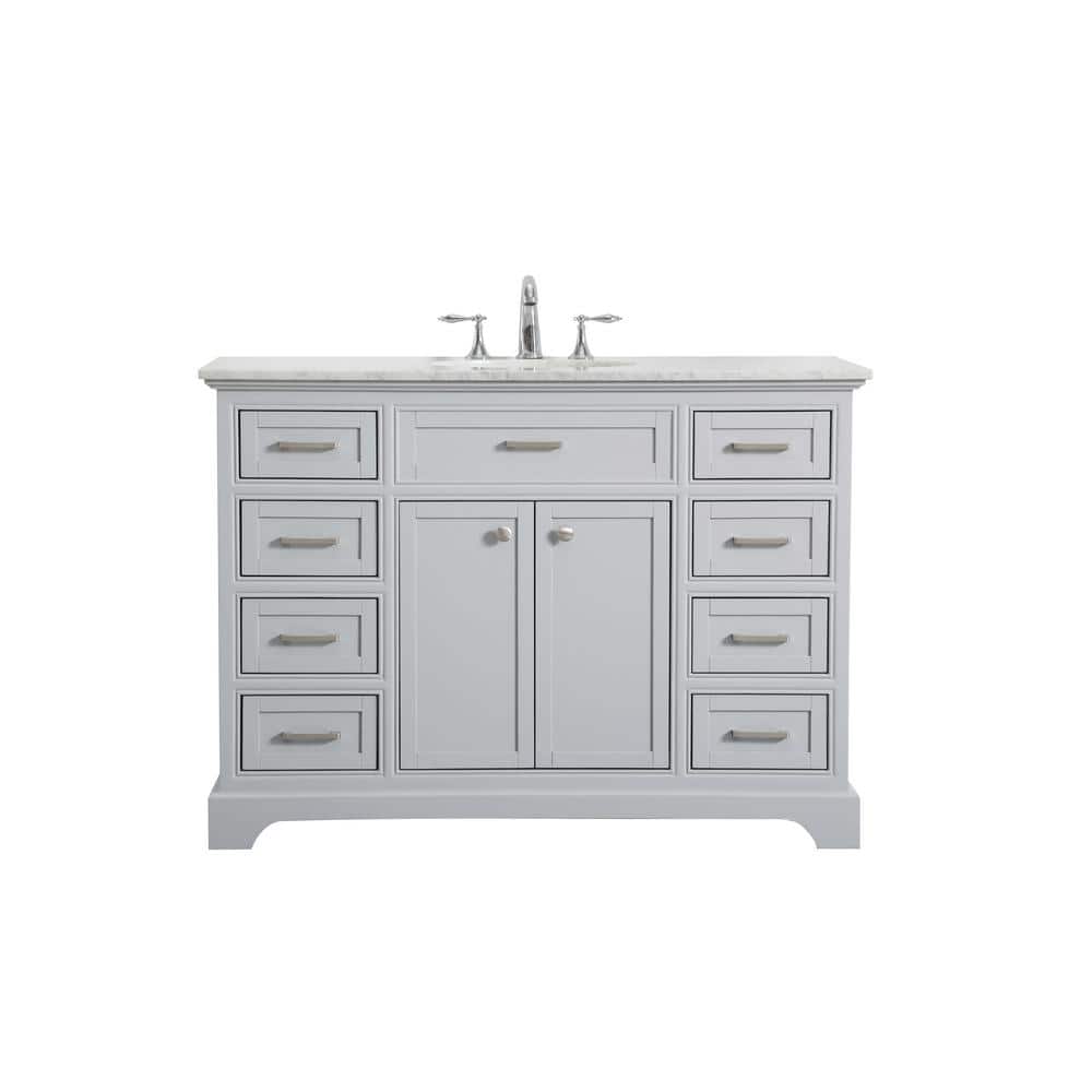 Timeless Home 48 in. W Single Bathroom Vanity in Light Grey with Vanity Top