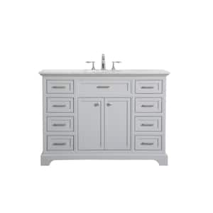 Timeless Home 48 in. W Single Bathroom Vanity in Light Grey with Vanity Top in White with White Basin