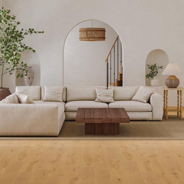 Bedrosians Laguna French Oak Shell 0.16 in. T x 9.5 in. W Click-Lock Wire Brushed Engineered Hardwood Flooring (28.41 sq. ft./ctn)