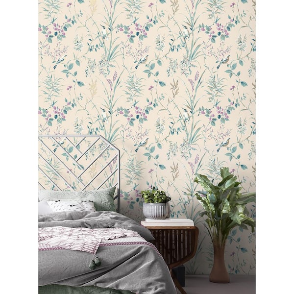 Mariko Blue Botanical Non-Pasted Wallpaper, 56.4 sq. ft.