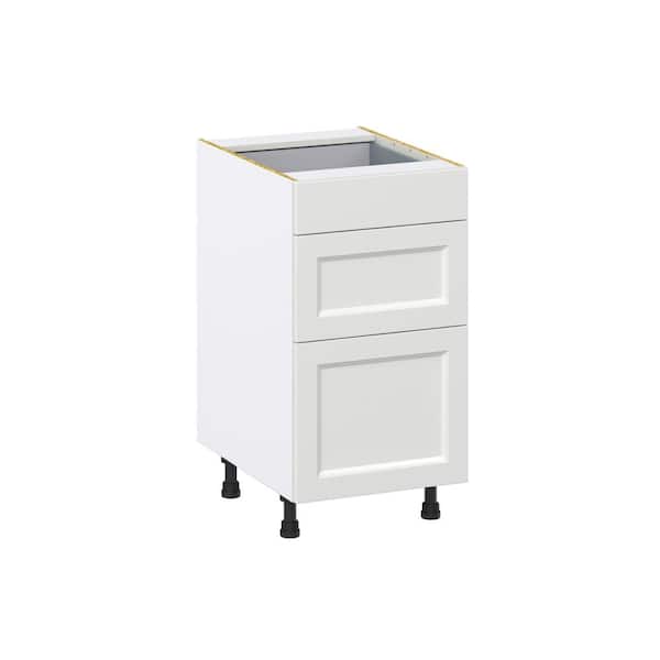 J COLLECTION Laramie 18 in. W x 24 in. D x 34.5 in. H Assembled Drawer Base Kitchen Cabinet in Painted Bright White with 3 Drawers