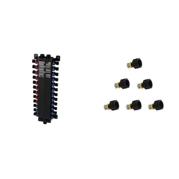 Manabloc 1/2 in. Press 24-Port Polysulfone Distribution Manifold (9 Hot/15 Cold) and Polymer Port Adapter (6-Pack)