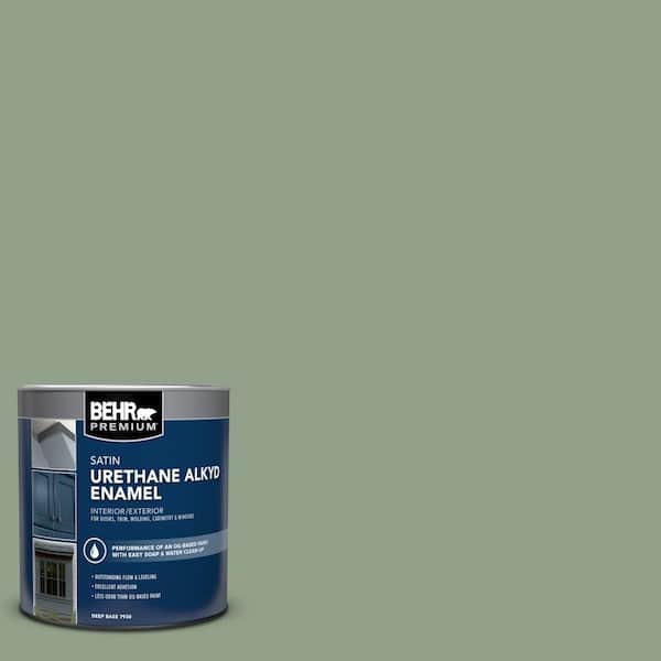 BEHR PREMIUM 1 qt. #440F-4 Athenian Green Satin Enamel Urethane Alkyd Interior/Exterior Paint