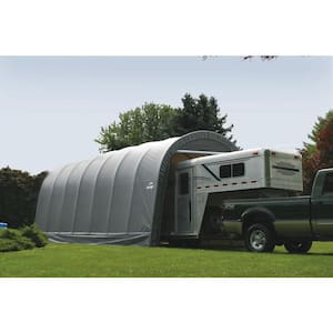 ShelterCoat 15 ft. x 28 ft. Wind and Snow Rated Garage Round Gray STD