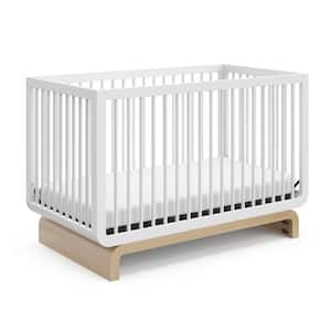 Santorini White with Driftwood 5-in-1 Convertible Crib with Toddler Guardrail