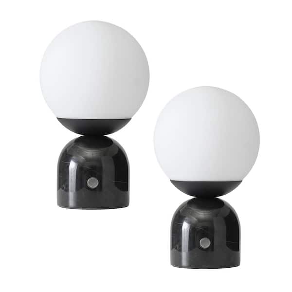 Brightech Mila 9.85 in. Classic Black Mid-Century Modern Integrated LED Bedside Table Lamp with Built-In 3-Way Dimmer (2-Pack)