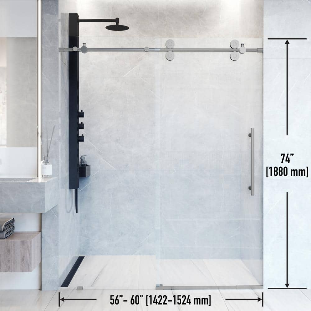 Elan 72" Frameless Sliding Shower Door with Clear Glass