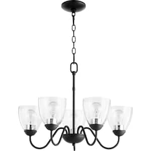 5-Light Black Chandelier with Clear Seeded Glass