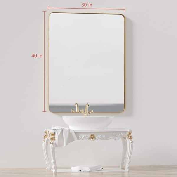 Home Decorators Collection Acken 30 in. W x 40 in. H Rectangular  Aluminum/Stainless Steel Framed Wall Vanity Mirror in Radiant Gold  HD105-M30-RG - The Home Depot