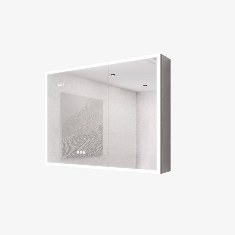 36 in. W x 24 in. H Rectangular LED DoubleDoor Medicine Cabinet with Mirror