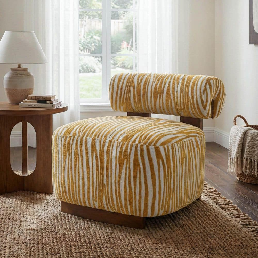 Furniture of America Vatisen Modern Yellow Zebra Chenille Accent