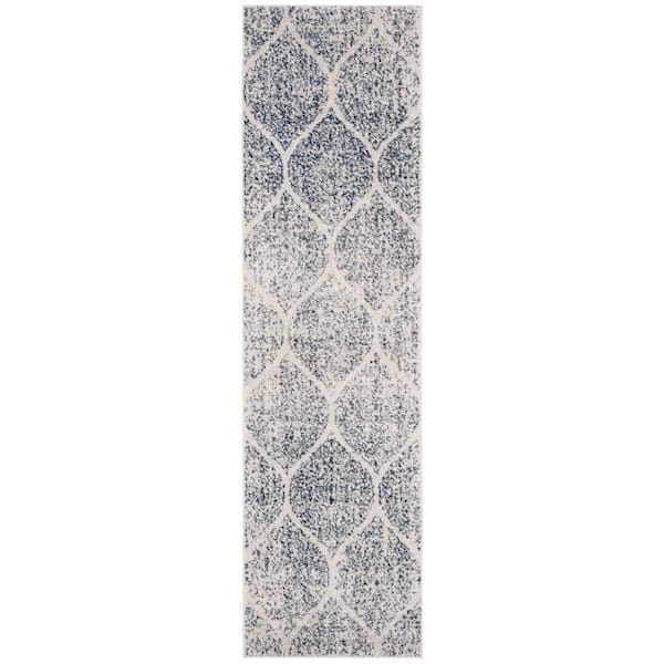 SAFAVIEH Madison Cream/Royal Blue 2 ft. x 14 ft. Runner Rug