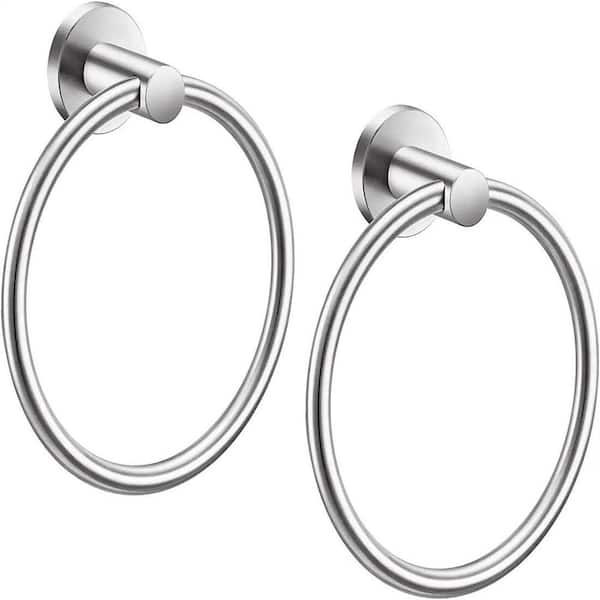 Dracelo Wall Mounted Stainless Steel Towel Ring Round Towel Storage Rack in  Brushed Nickel Pack of 2 B0B9SHRJLZ - The Home Depot