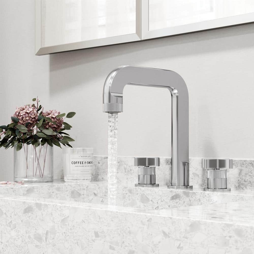 Wythe 9" H Two Handle Widespread Bathroom Faucet in Chrome and Black Brass