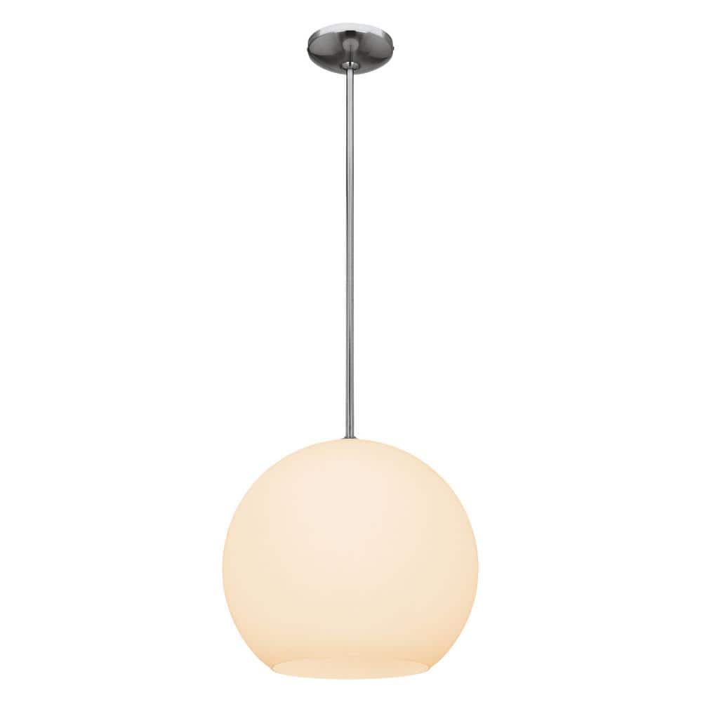 Nitrogen 1-Light Brushed Steel Shaded Pendant Light with Glass Shade