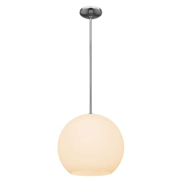 Access Lighting Nitrogen 1-Light Brushed Steel Shaded Pendant Light with Glass Shade