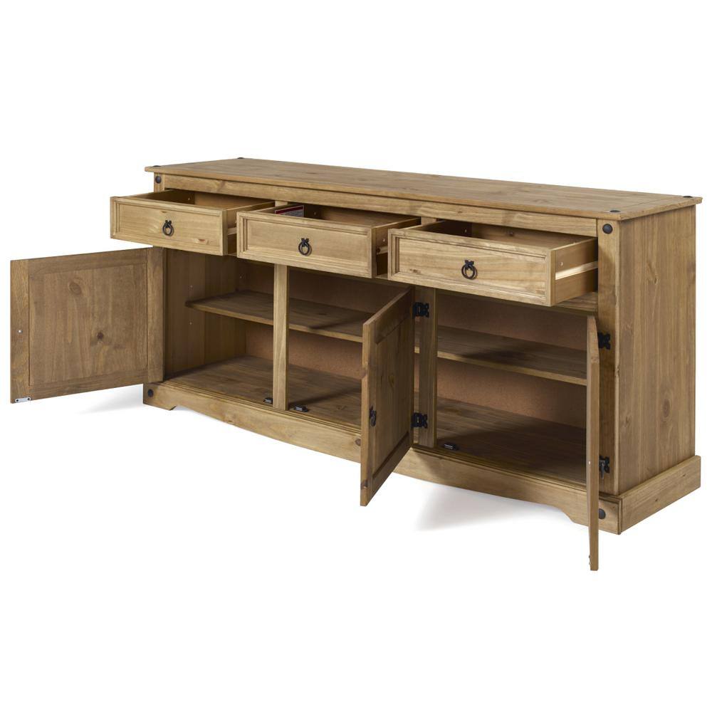 Corona Brown Solid Pine Cottage Buffet Sideboard