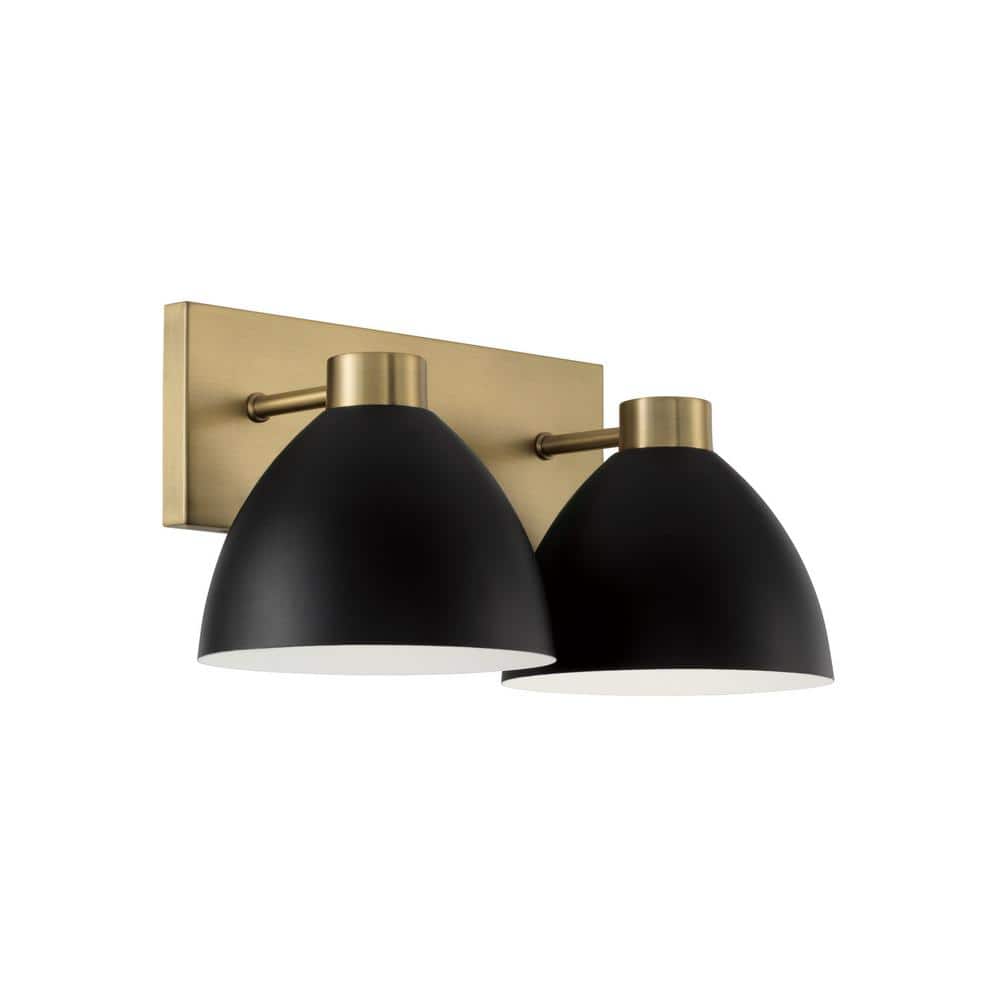 16.50 in. W x 8 in. H 2-Light Vanity in Aged Brass and Black price history on PriceWatchPro