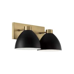 16.50 in. W x 8 in. H 2-Light Vanity in Aged Brass and Black