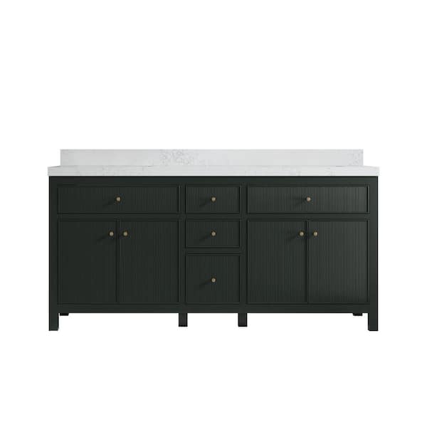 Willow Collections Sonoma 72 in.W x 22 in.D x 36 in. H Double Sink Bath Vanity in Dark Green with 2 in.Empira Quartz Top