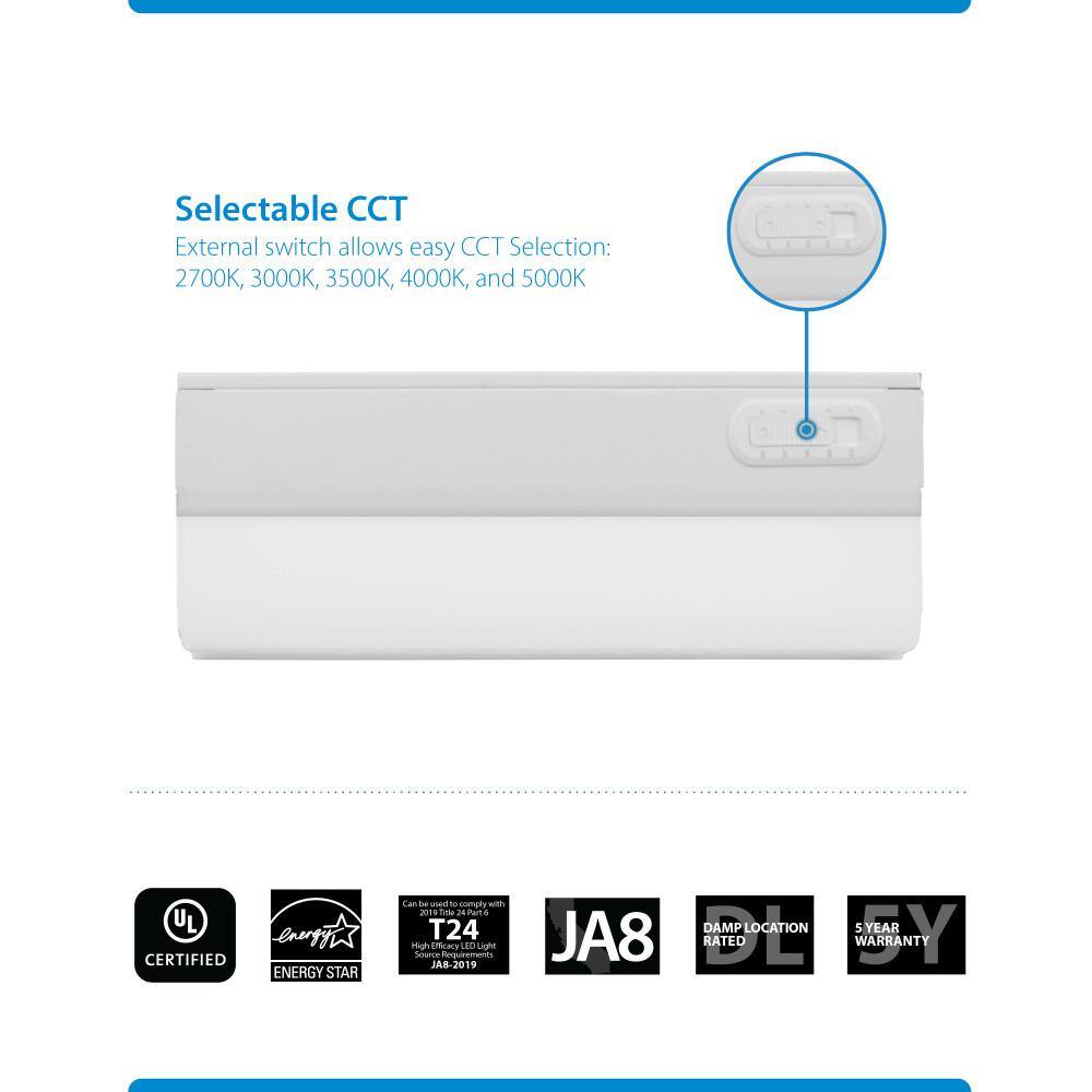 9-Inch White Adjustable LED Under Cabinet Light Bar