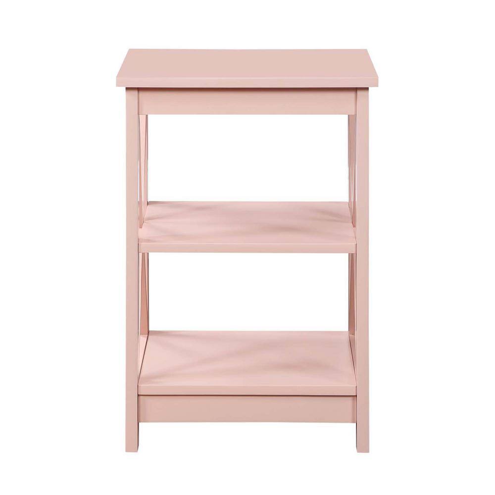 Oxford Coastal Farmhouse Blush Pink Wood End Table with Shelves