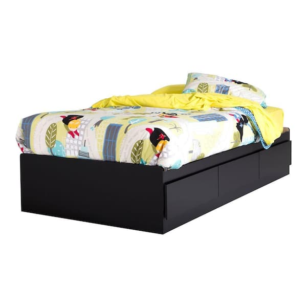 South Shore Vito Twin-Size Platform Bed Frame in Pure Black