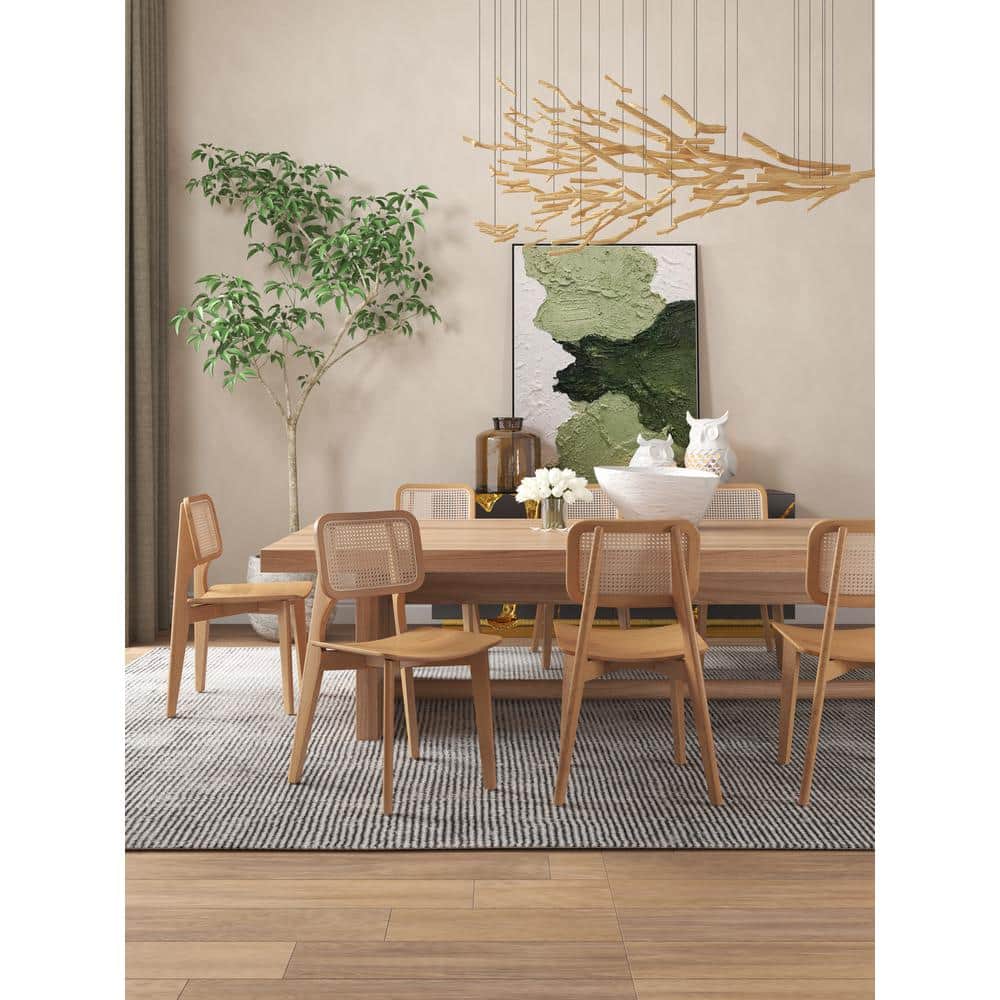Versailles Natural Cane and Ash Wood Ergonomic Side Chair