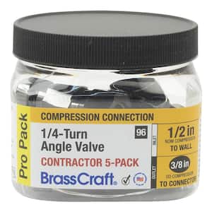 1/2 in. Comp Inlet x 3/8 in. Comp Outlet 1/4-Turn Angle Valve (5-pack)
