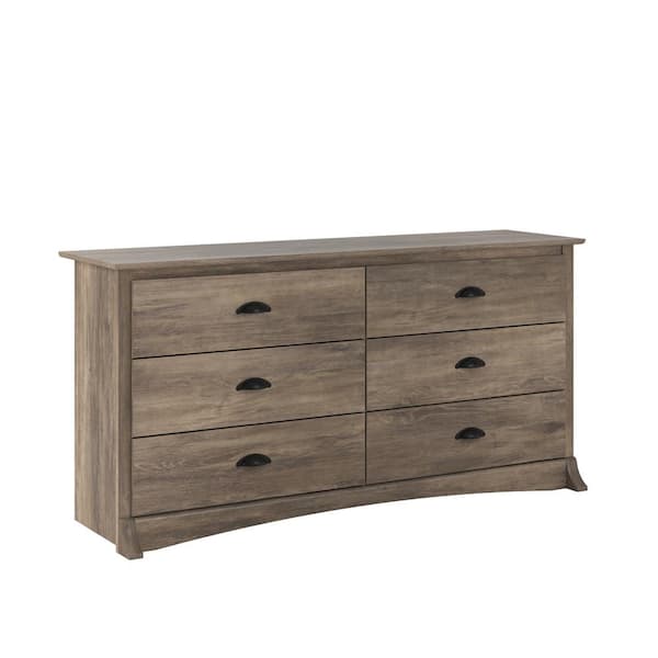 Prepac Salt Spring 6-Drawer Drifted Gray Dresser